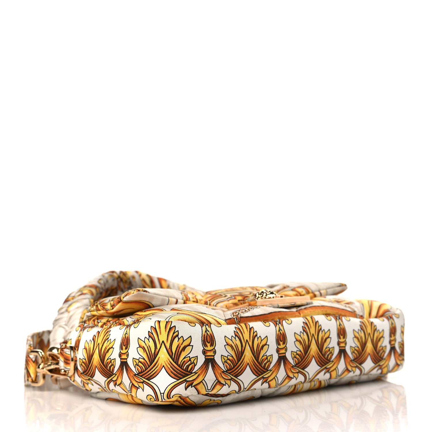 Fendi X VERSACE Silk Fendace FF Baroque Quilted Scarf Baguette White Gold 4 of 9