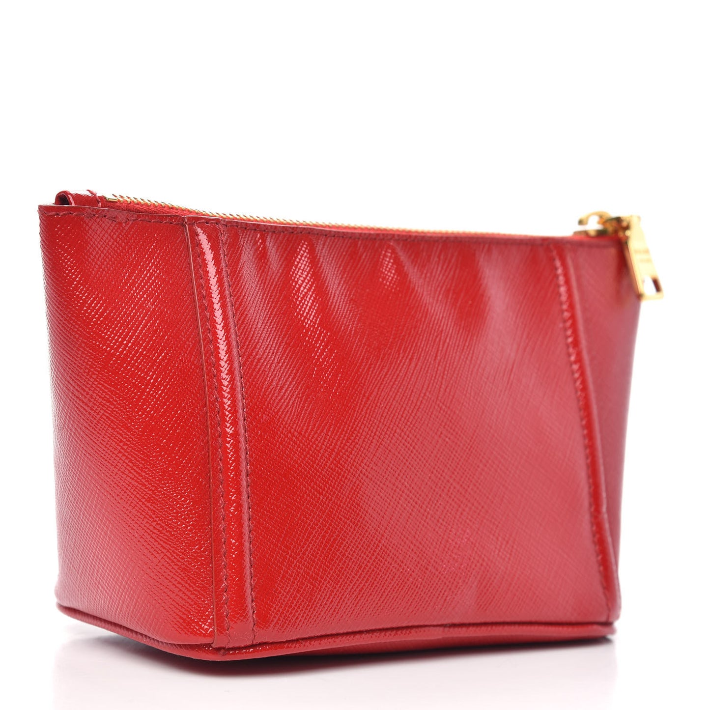 Saffiano Vernice Bow Cosmetic Pouch Rosso