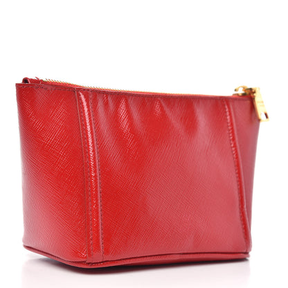 Prada Saffiano Vernice Bow Cosmetic Pouch Rosso 3 of 9