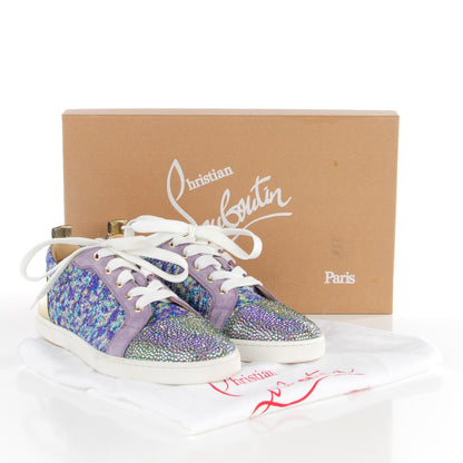 Christian Louboutin Crystal Metallic Suede Peacock Woven Lurex Gondolastrass Sneakers 40.5 Version Digitale 6 of 10