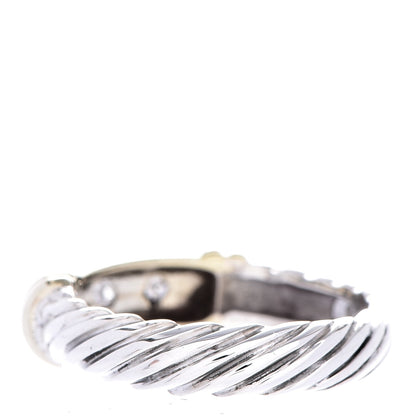 David Yurman Sterling Silver 14K Yellow Gold 3 Diamond Metro Cable Ring 50 5.5 3 of 6