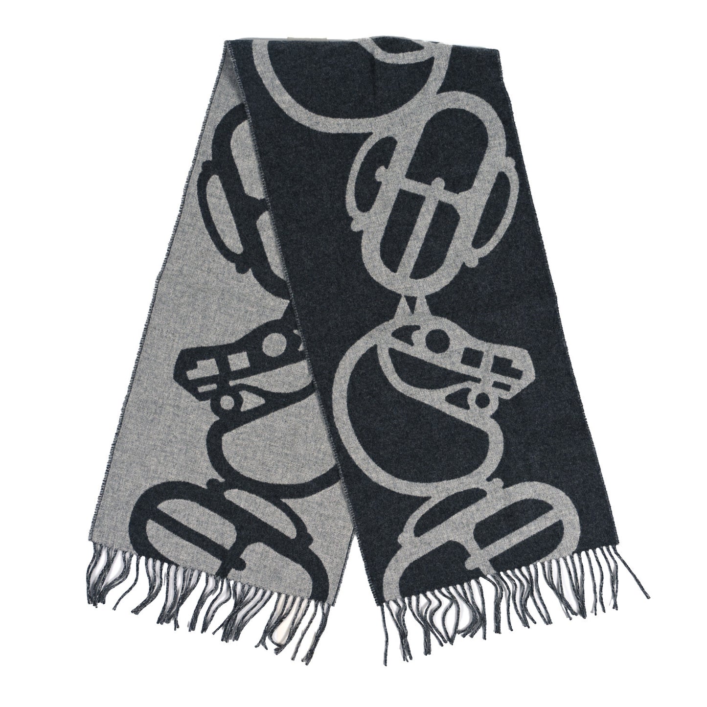 Cashmere Boucles et Camails Muffler Anthracite Gris Clair