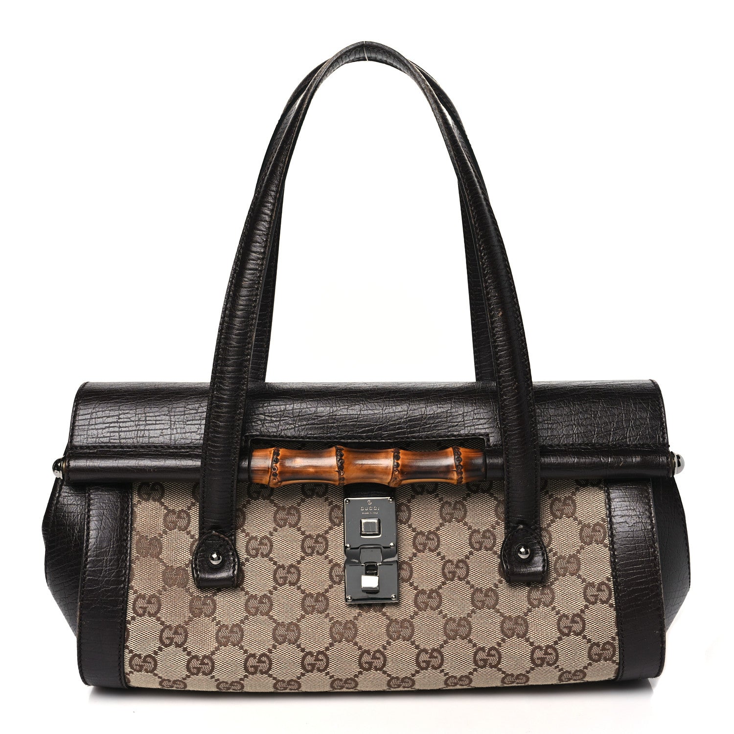 Gucci Monogram Bamboo Bullet Bag Dark Brown 1 of 15