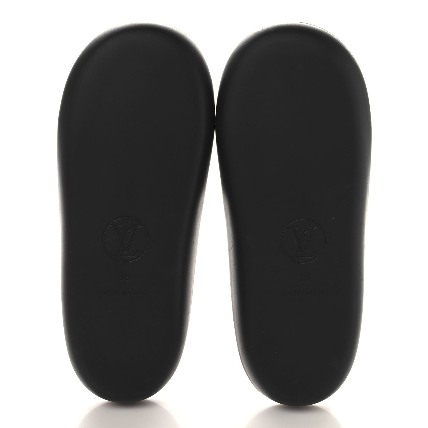 Calfskin Logo Sunbath Slide Sandals 38 Black
