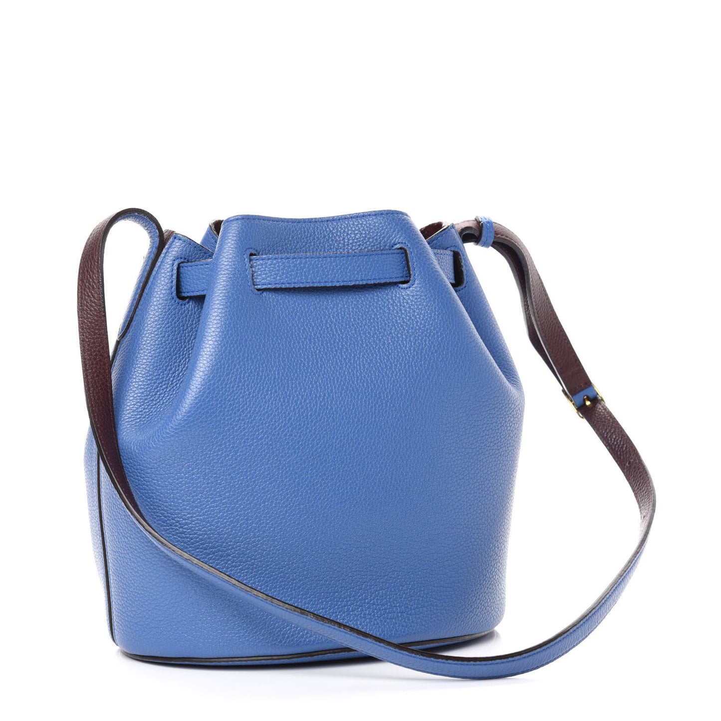 Small Classic Grain Calfskin Abbey Bucket Bag Porcelain Blue Oxblood