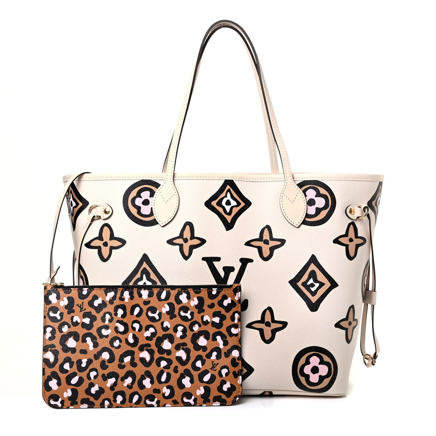 Monogram Giant Wild At Heart Neverfull MM Creme