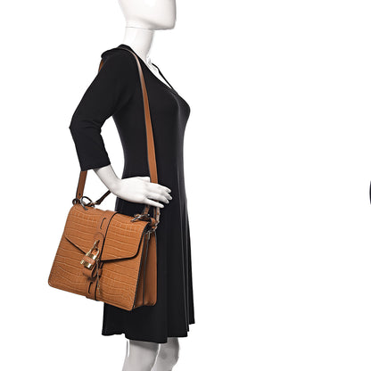 Chloe Calfskin Crocodile Embossed Medium Aby Day Shoulder Bag in Autumnal Brown 2 of 9
