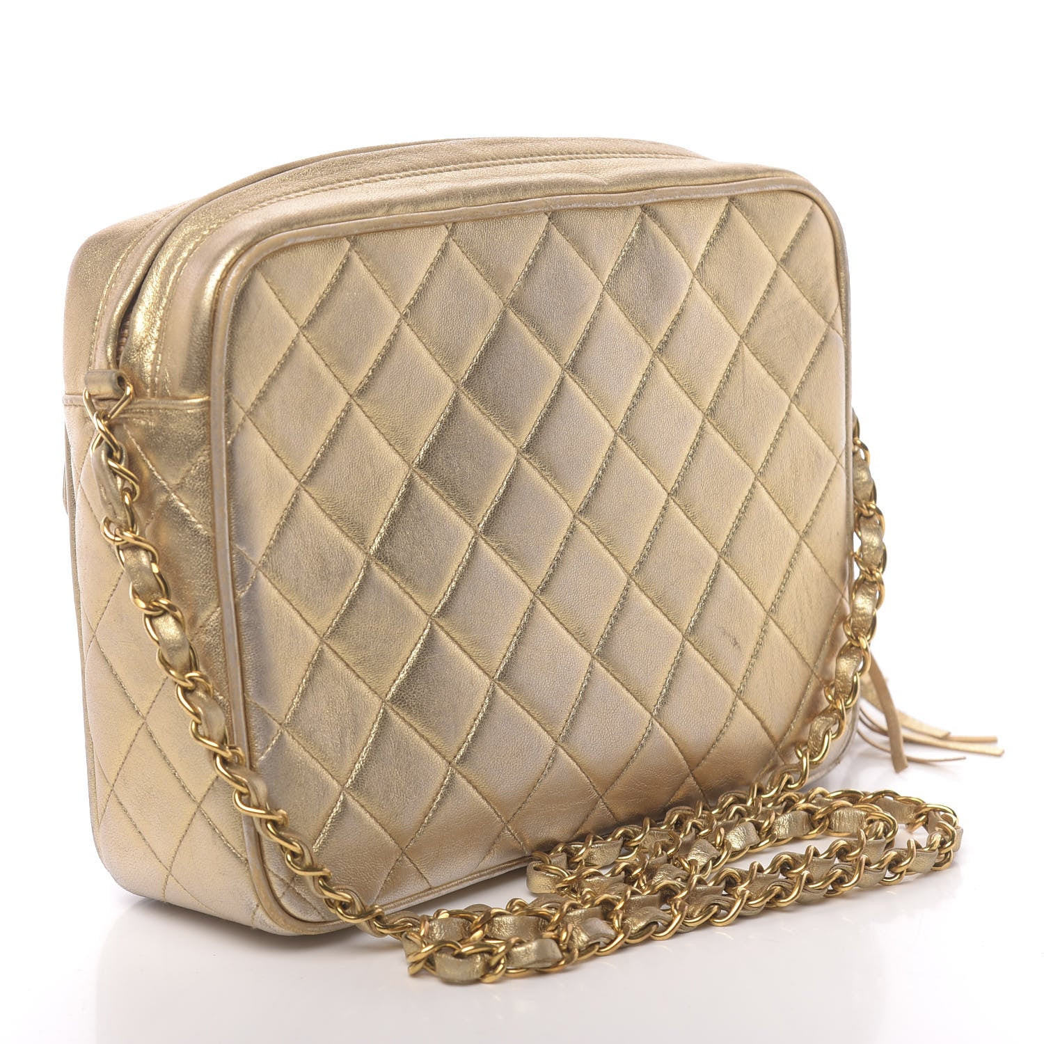 Chanel Metallic Lambskin Quilted Camera Case Gold 3 of 25