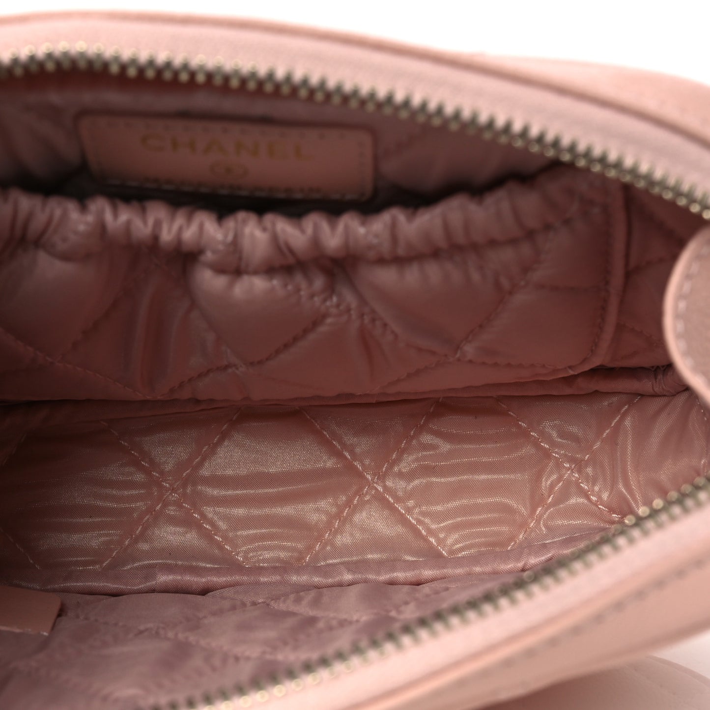 Caviar Quilted Small Curvy Pouch Cosmetic Case Light Pink