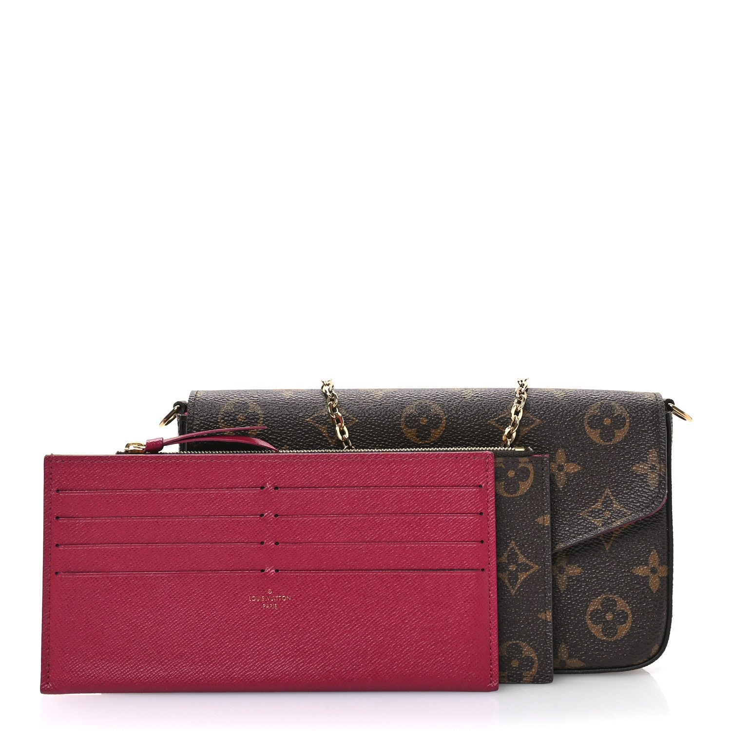 Louis Vuitton Monogram Pochette Felicie Chain Wallet Fuchsia 2 of 13