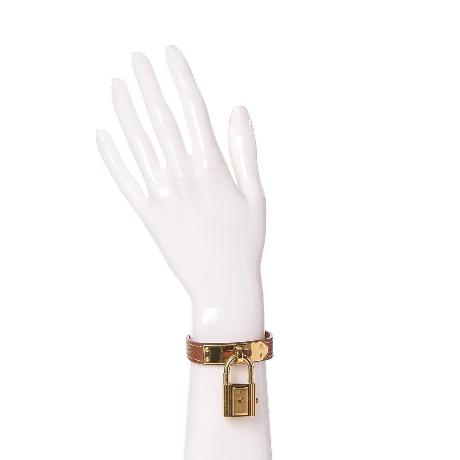 Hermes Stainless Steel Courchevel 20mm Kelly Cadena Quartz Watch Gold 2 of 8