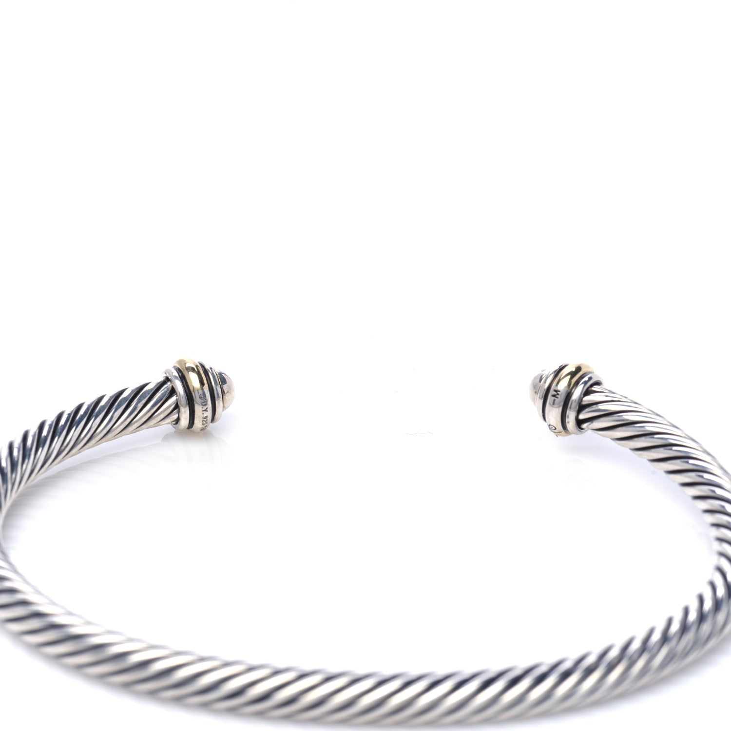 David Yurman Sterling Silver 18K Yellow Gold 4mm Cable Classics Bracelet 4 of 5