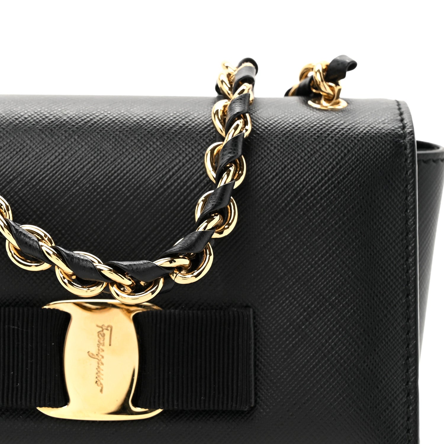 Salvatore Ferragamo Printed Calfskin Mini Ginny Shoulder Bag Black 7 of 9