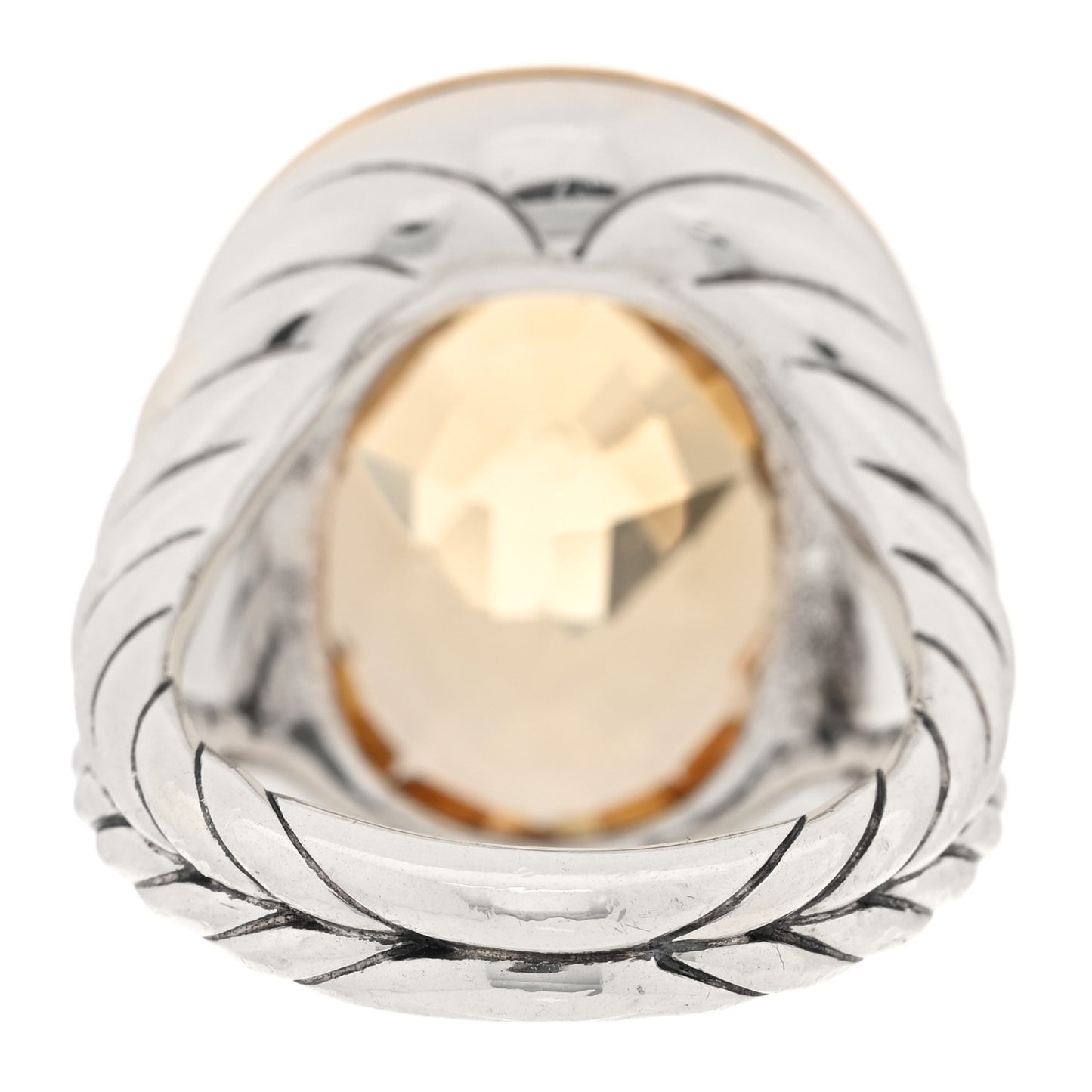 Sterling Silver 18K Yellow Gold Champagne Citrine 21mm Oval Albion Statement Ring 57 8