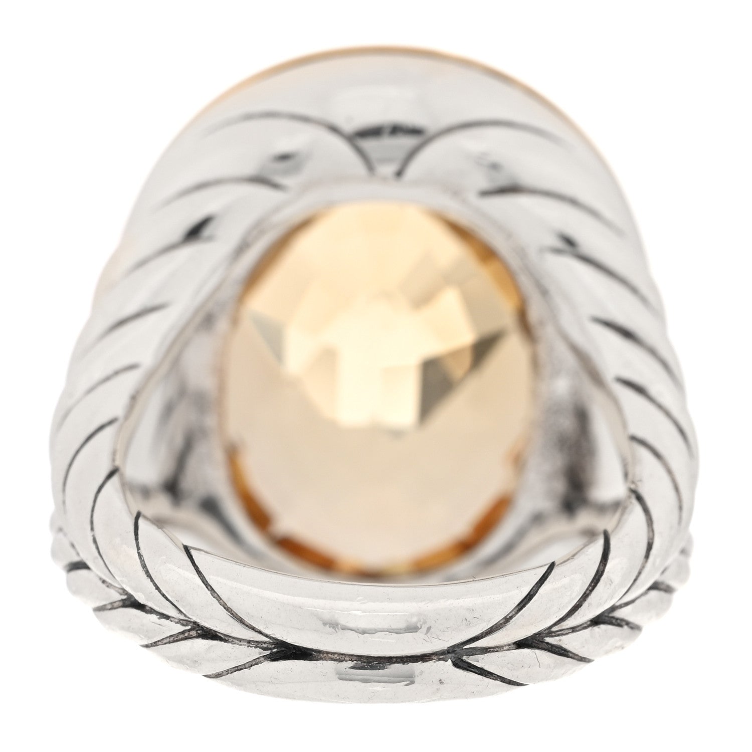 David Yurman Sterling Silver 18K Yellow Gold Champagne Citrine 21mm Oval Albion Statement Ring 57 8 3 of 4
