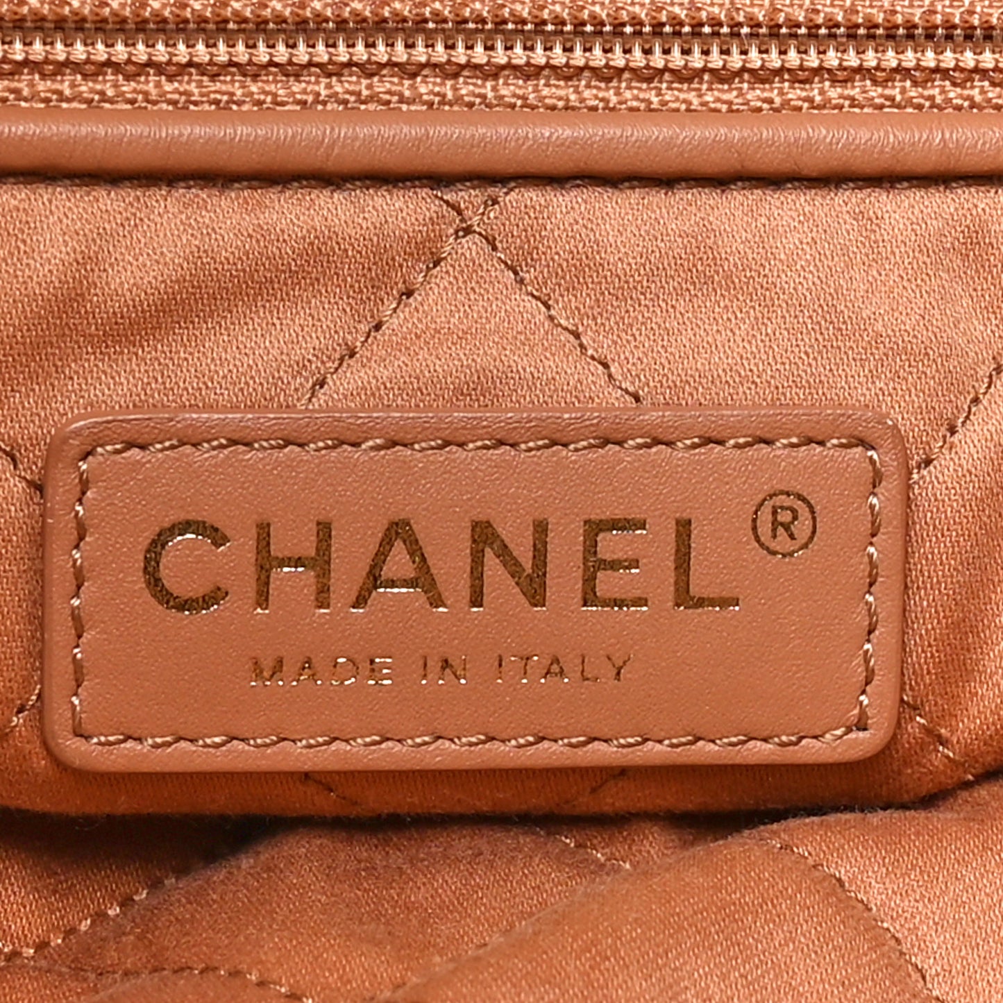 Shiny Calfskin Quilted Chanel 22 Brown