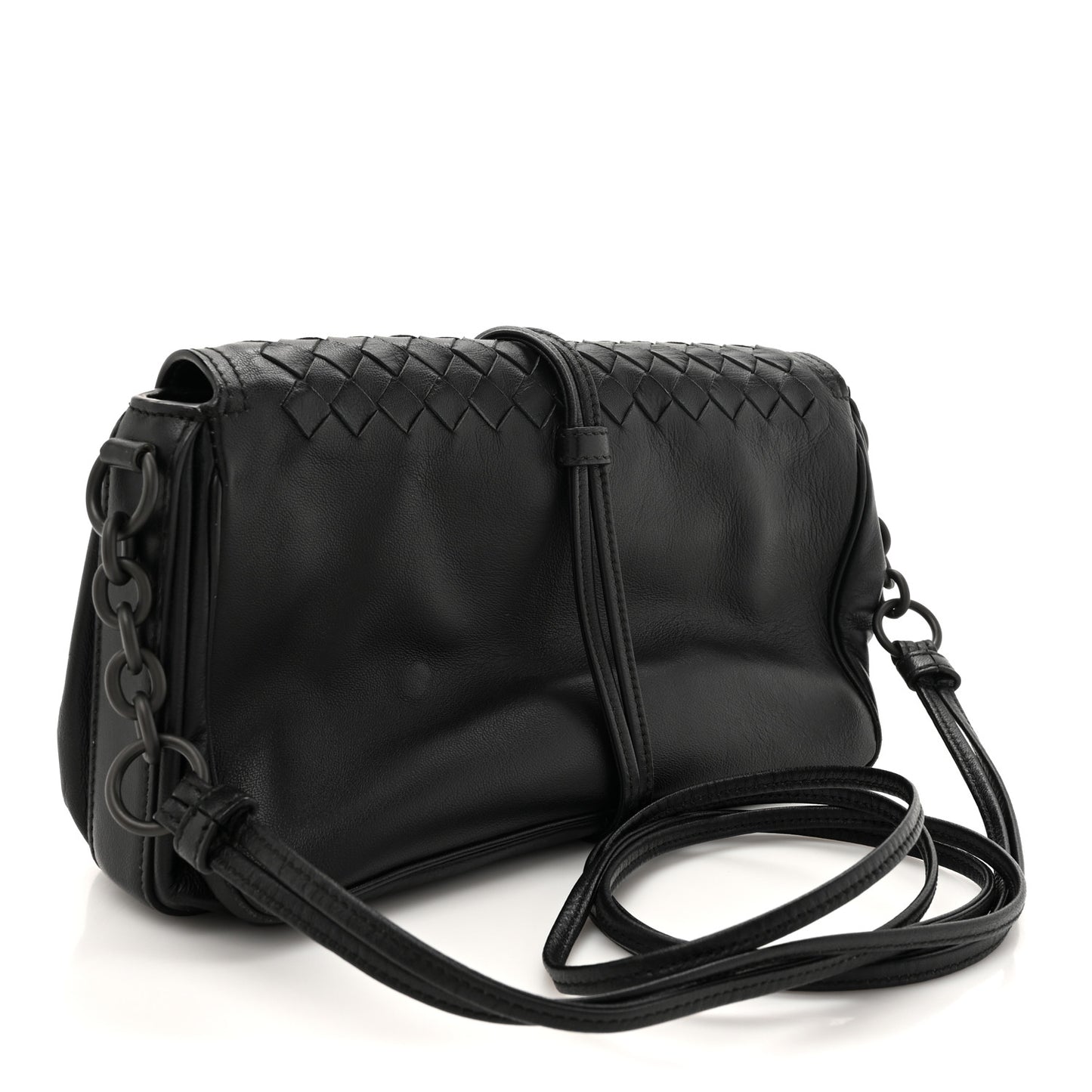 Nappa Intrecciato Small Double Pocket Flap Black