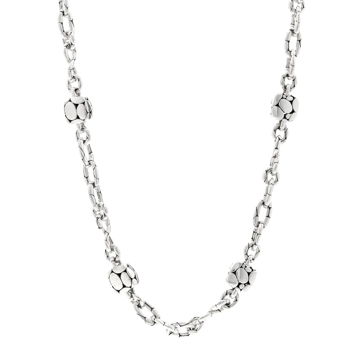 Sterling Silver Kali Dot Bead Square Station Necklace