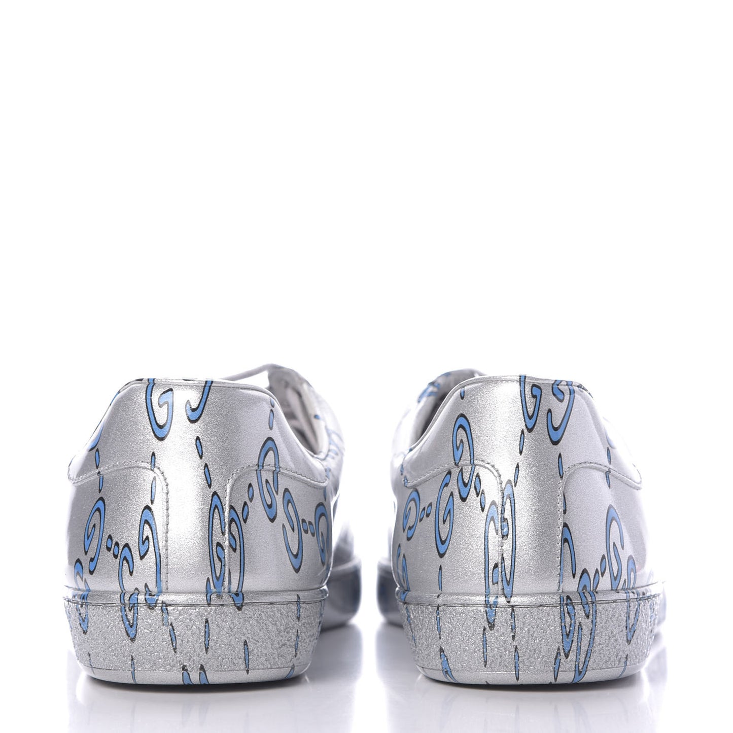 Miro Rubber Wax GucciGhost Print Mens New Ace Sneakers 10.5 Silver
