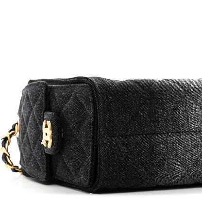 Chanel Washed Denim Quilted Mini Chanel 25 Handbag Black 9 of 11