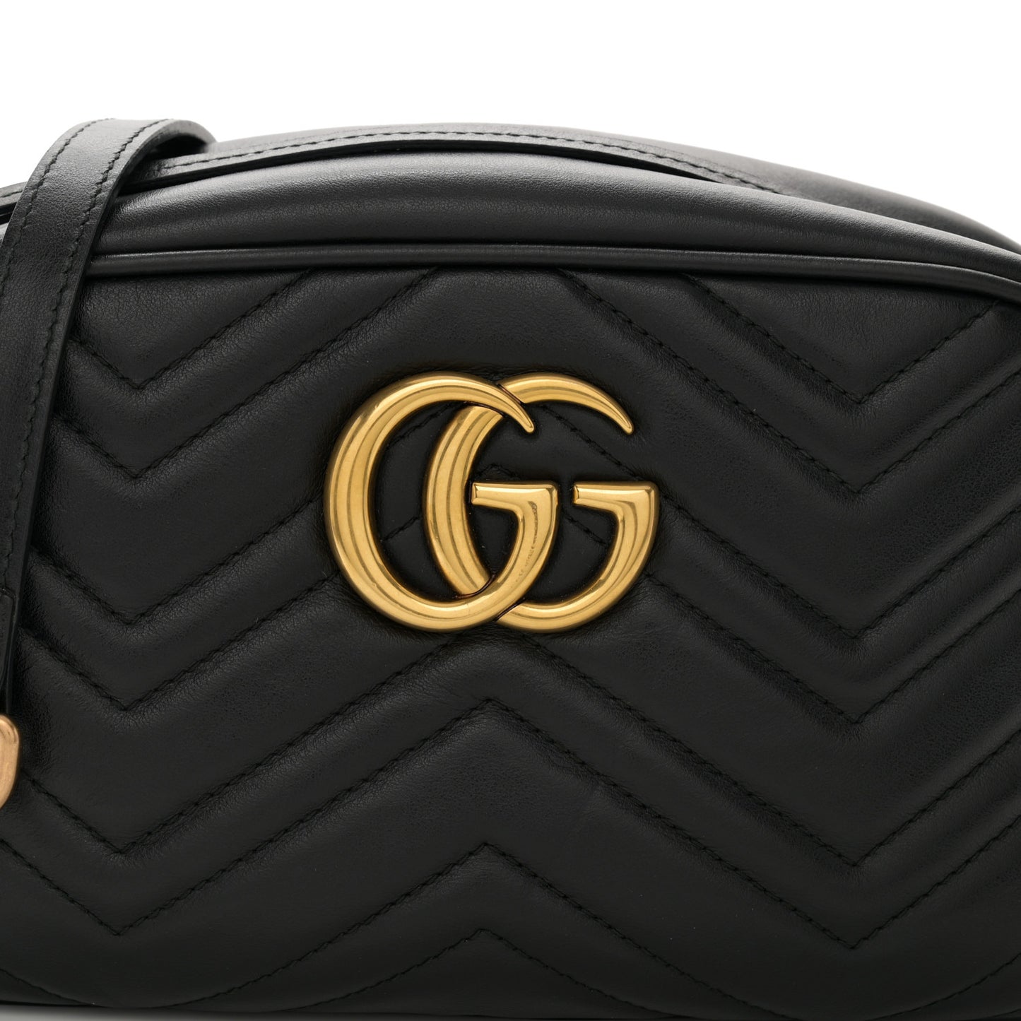 Calfskin Matelasse Small GG Marmont Chain Shoulder Bag Black