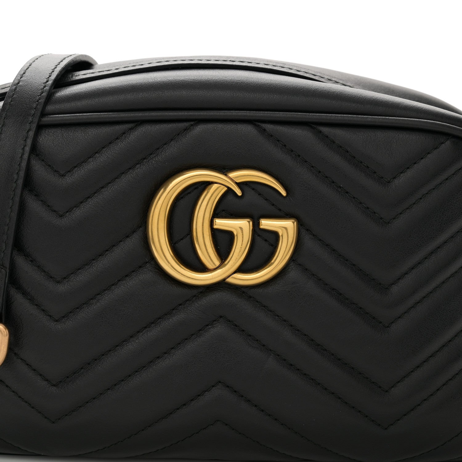 Gucci Calfskin Matelasse Small GG Marmont Chain Shoulder Bag Black 9 of 10