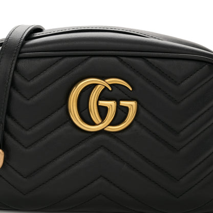 Gucci Calfskin Matelasse Small GG Marmont Chain Shoulder Bag Black 9 of 10
