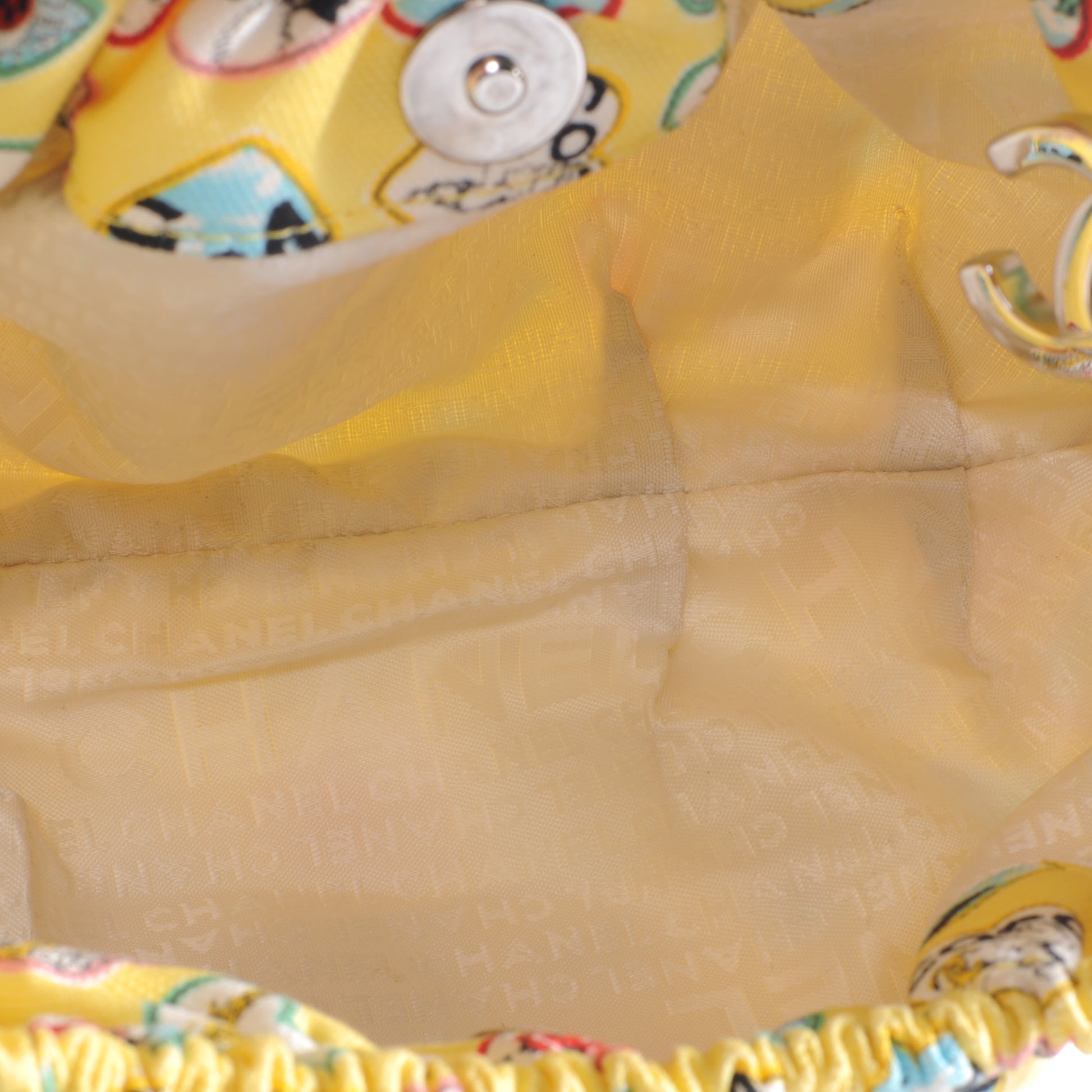 Chanel Canvas Coco Hearts Shoulder Bag Yellow 9 of 29