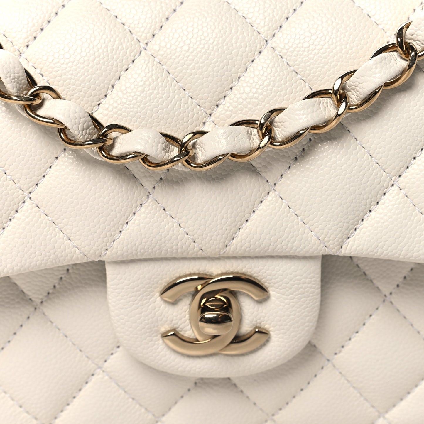 Caviar Quilted Small Double Flap White