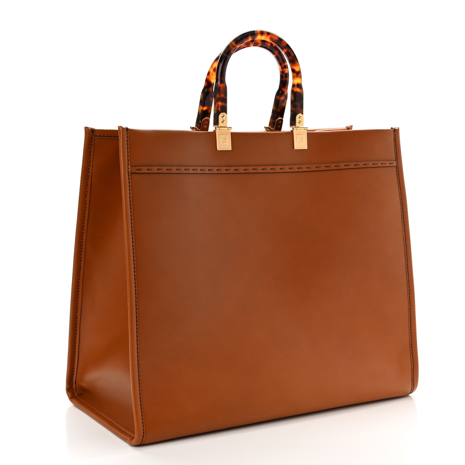 Fendi Vitello King Plexiglass Large Fendi Sunshine Shopper Tote Cuoio 3 of 10