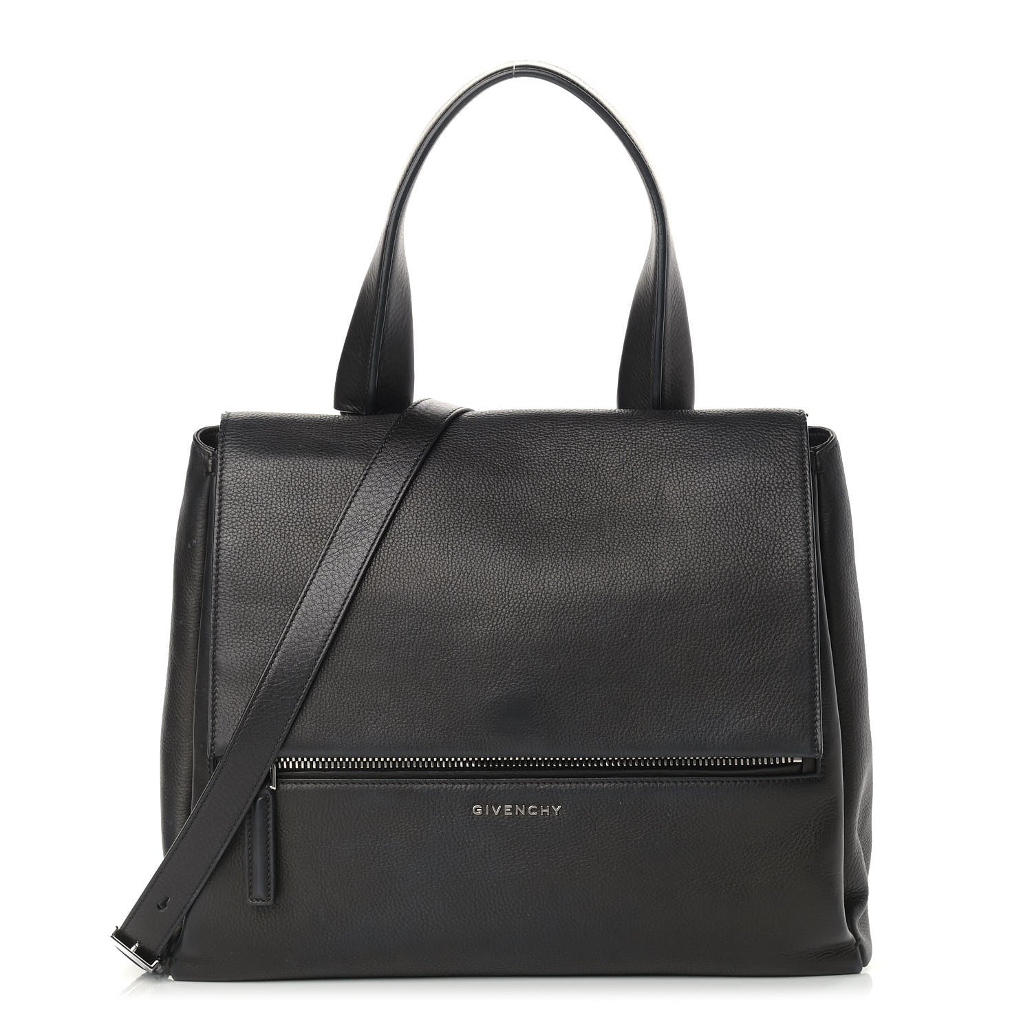 Givenchy Waxy Grained Calfskin Medium Pandora Pure Flap Bag Black 1 of 13