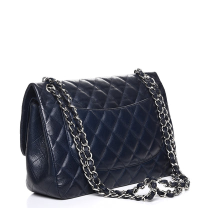 Chanel Caviar Quilted Jumbo Double Flap Navy Blue 4 of 8