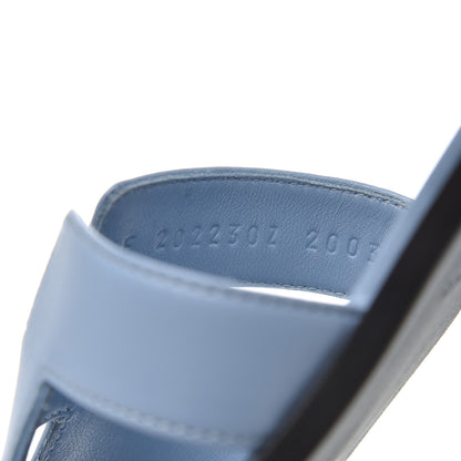 Hermes Box Calfskin Oran Sandals 37.5 Bleu Bleuet 8 of 12