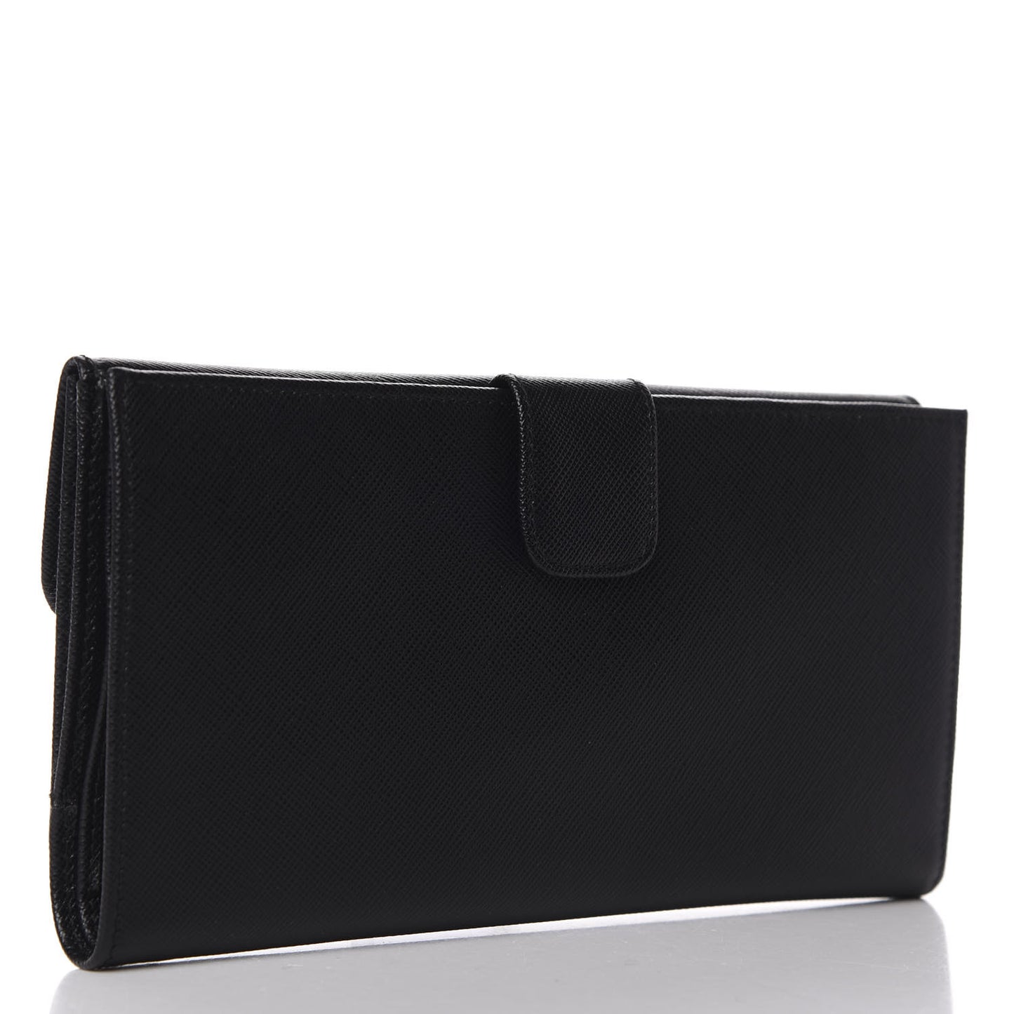 Saffiano Metal Continental Flap Wallet Black