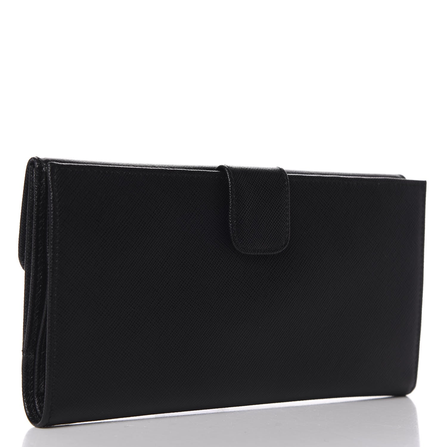 Prada Saffiano Metal Continental Flap Wallet Black 3 of 8
