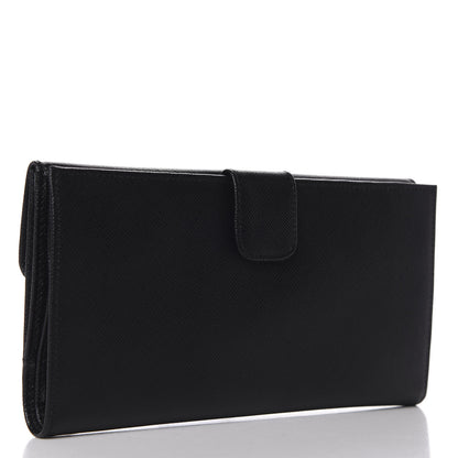 Prada Saffiano Metal Continental Flap Wallet Black 3 of 8