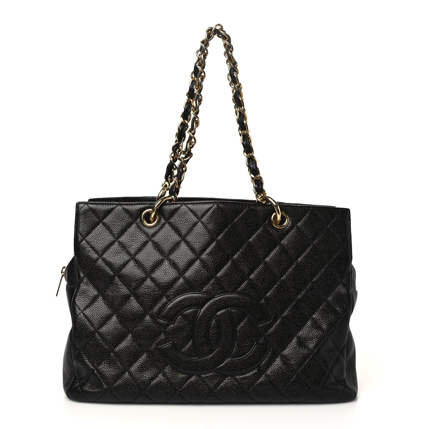 Caviar Quilted Grand Timeless Shopping Tote GTT Black