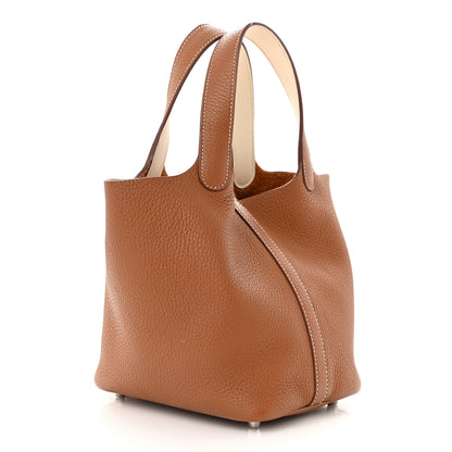 Hermes Taurillon Clemence Swift Eclat Picotin Lock 18 PM Gold Nata 3 of 12