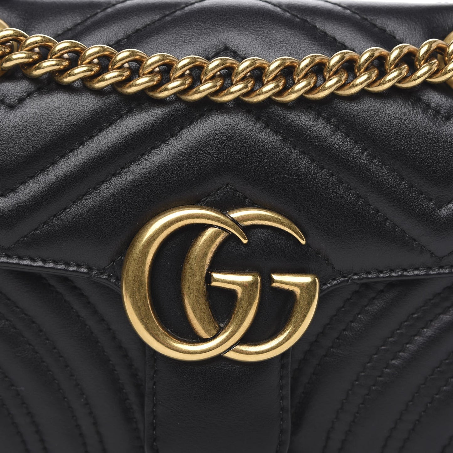 Calfskin Matelasse Mini GG Marmont Shoulder Bag Black