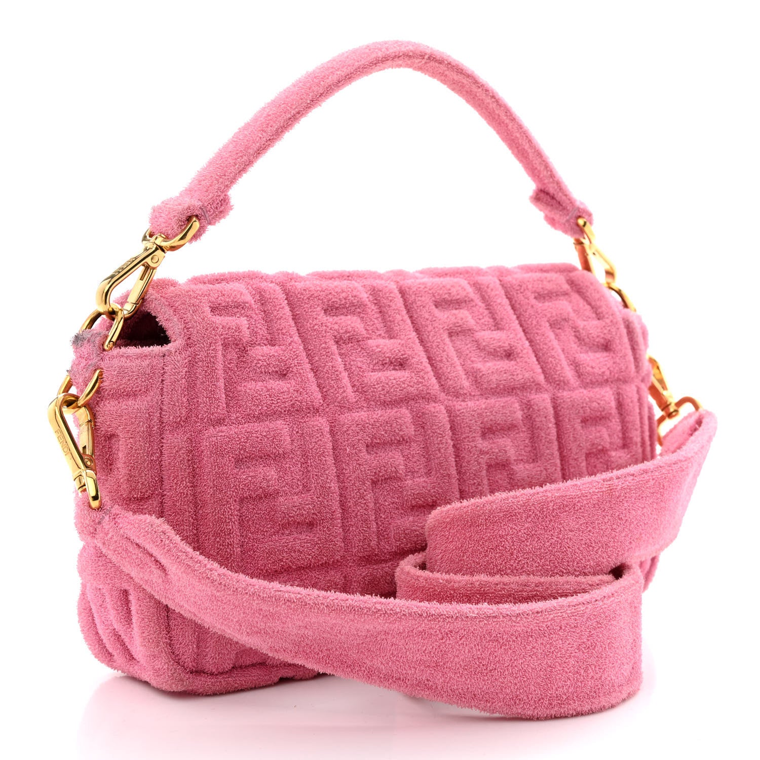 Fendi Terry Cloth Vitello Century Matte FF 1974 Embossed Baguette Lollypop 3 of 13