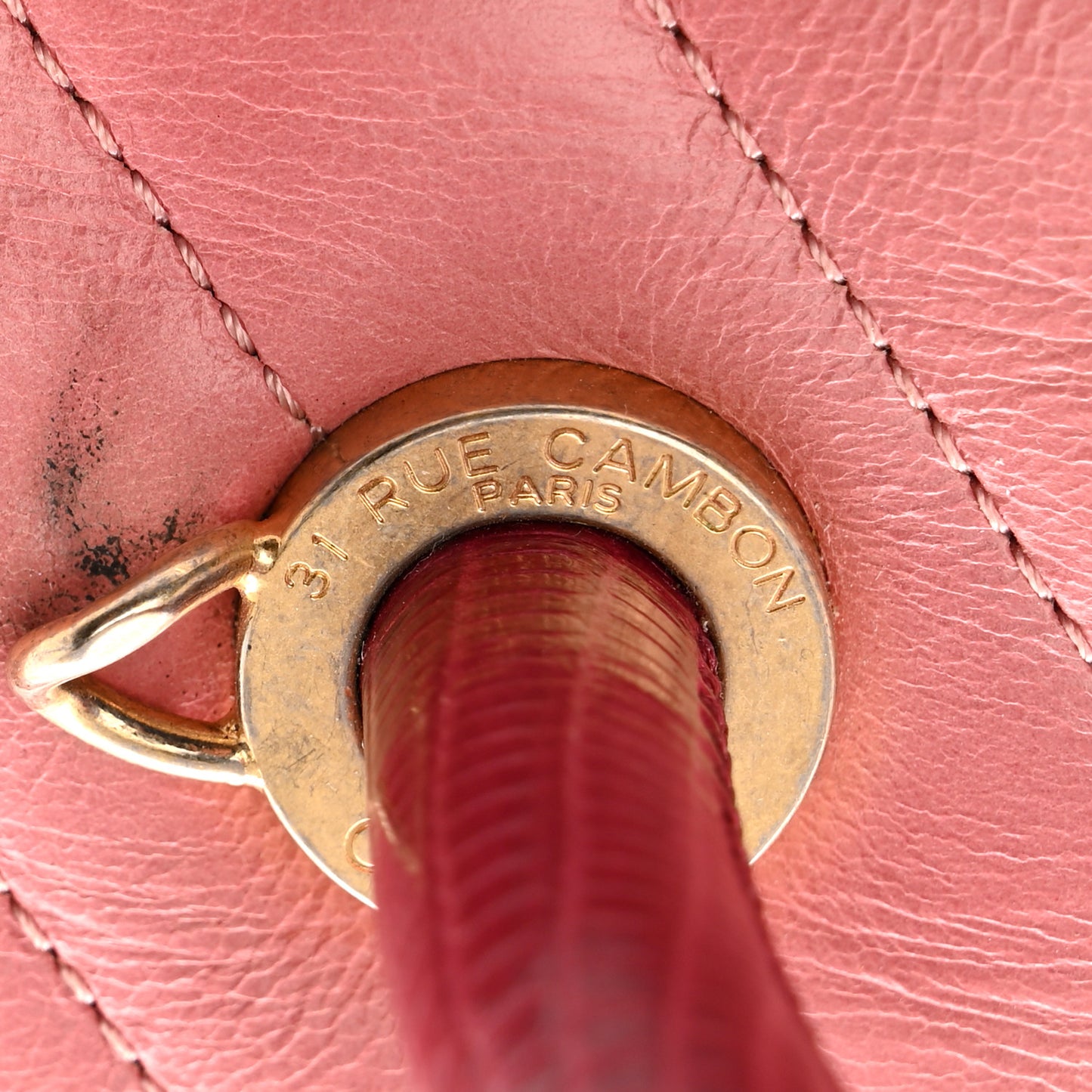 Calfskin Lizard Chevron Quilted Small Coco Handle Flap Pink