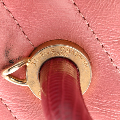 Chanel Calfskin Lizard Chevron Quilted Small Coco Handle Flap Pink 11 of 13