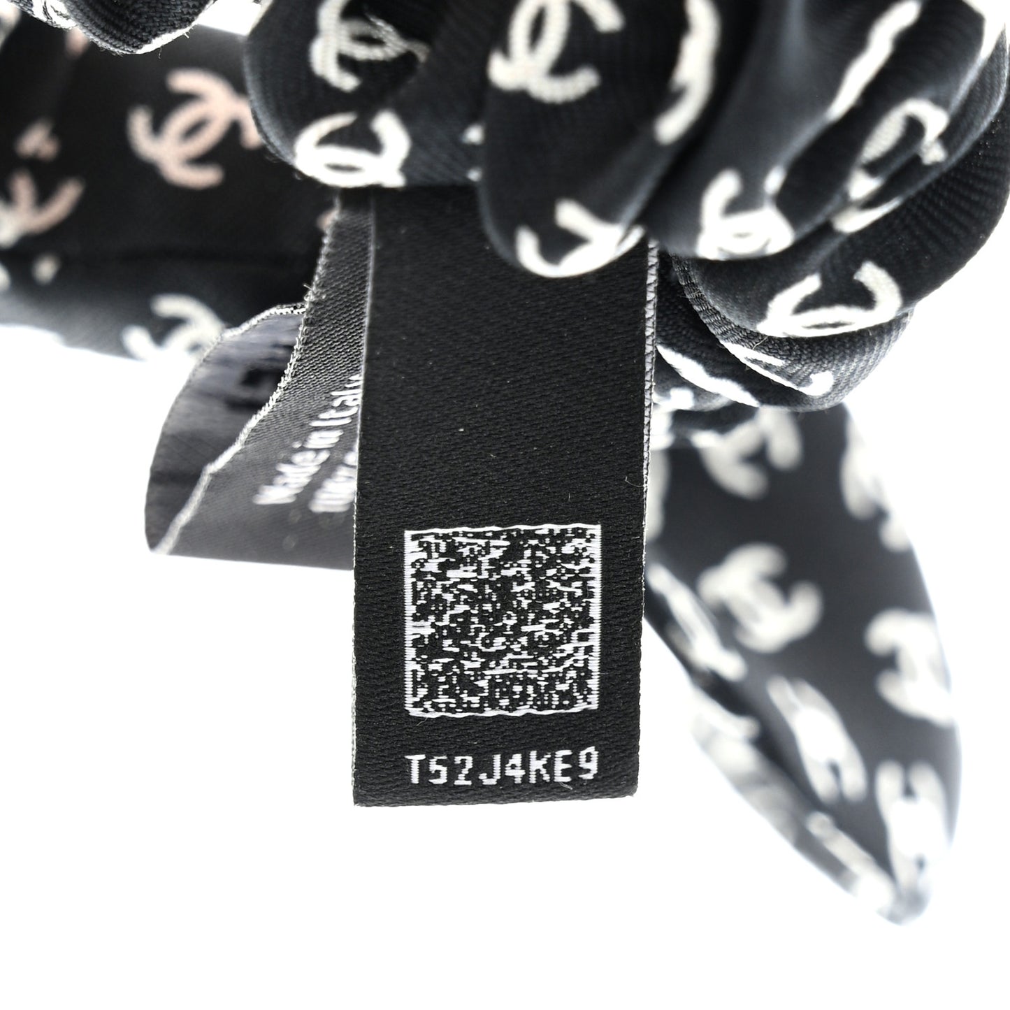 Silk Twill CC Scarf Hair Tie Black White