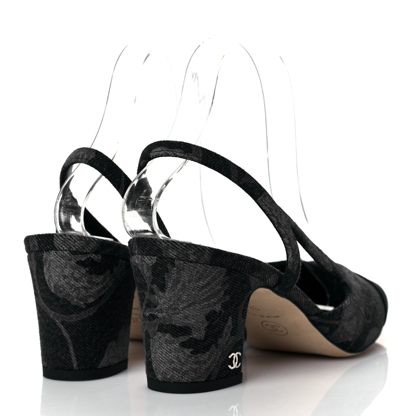 Denim Cap Toe CC Slingback Pumps 38 Charcoal Black Blue