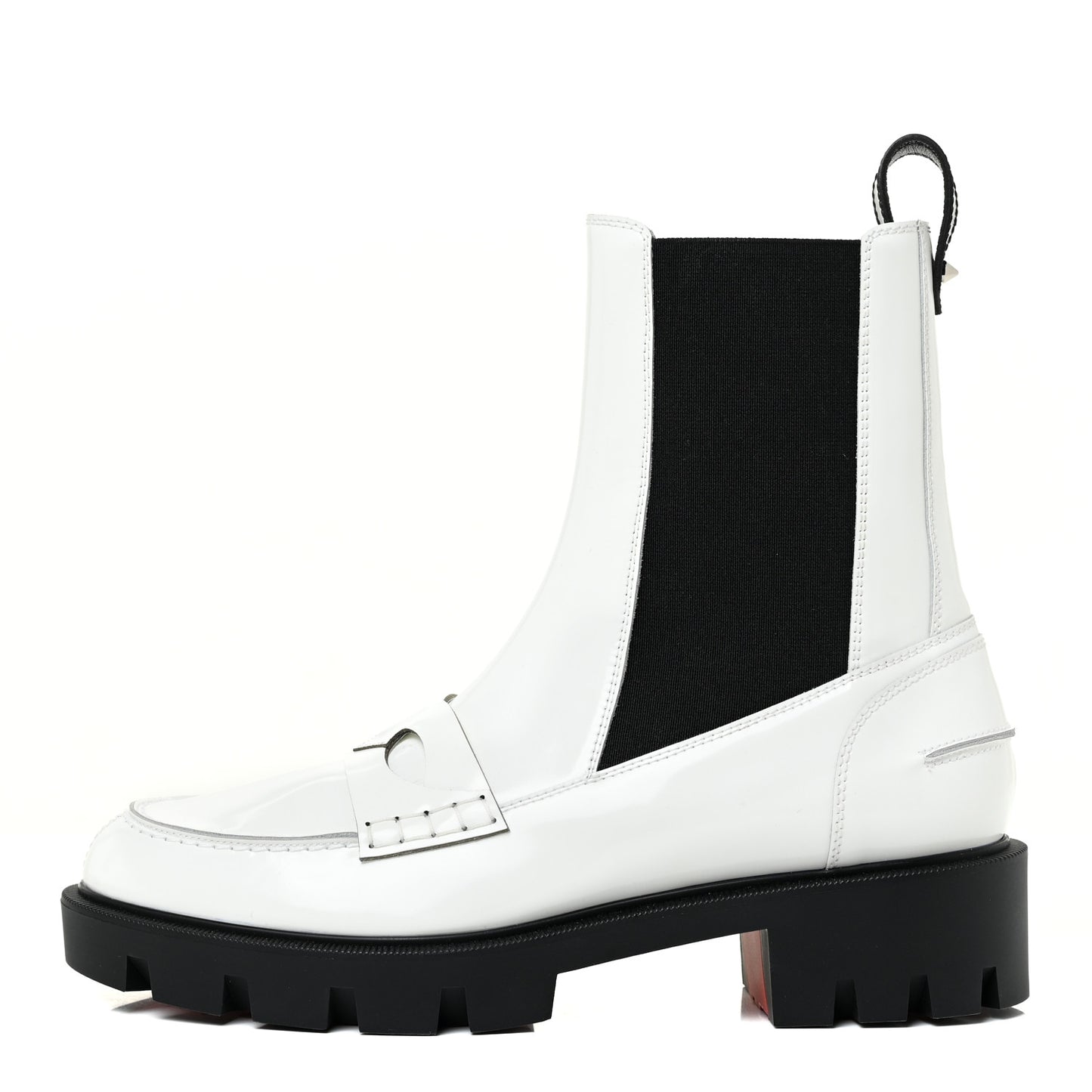 Calfskin Abrasivato Montezumo Lug Chelsea Boots 37.5 White Black