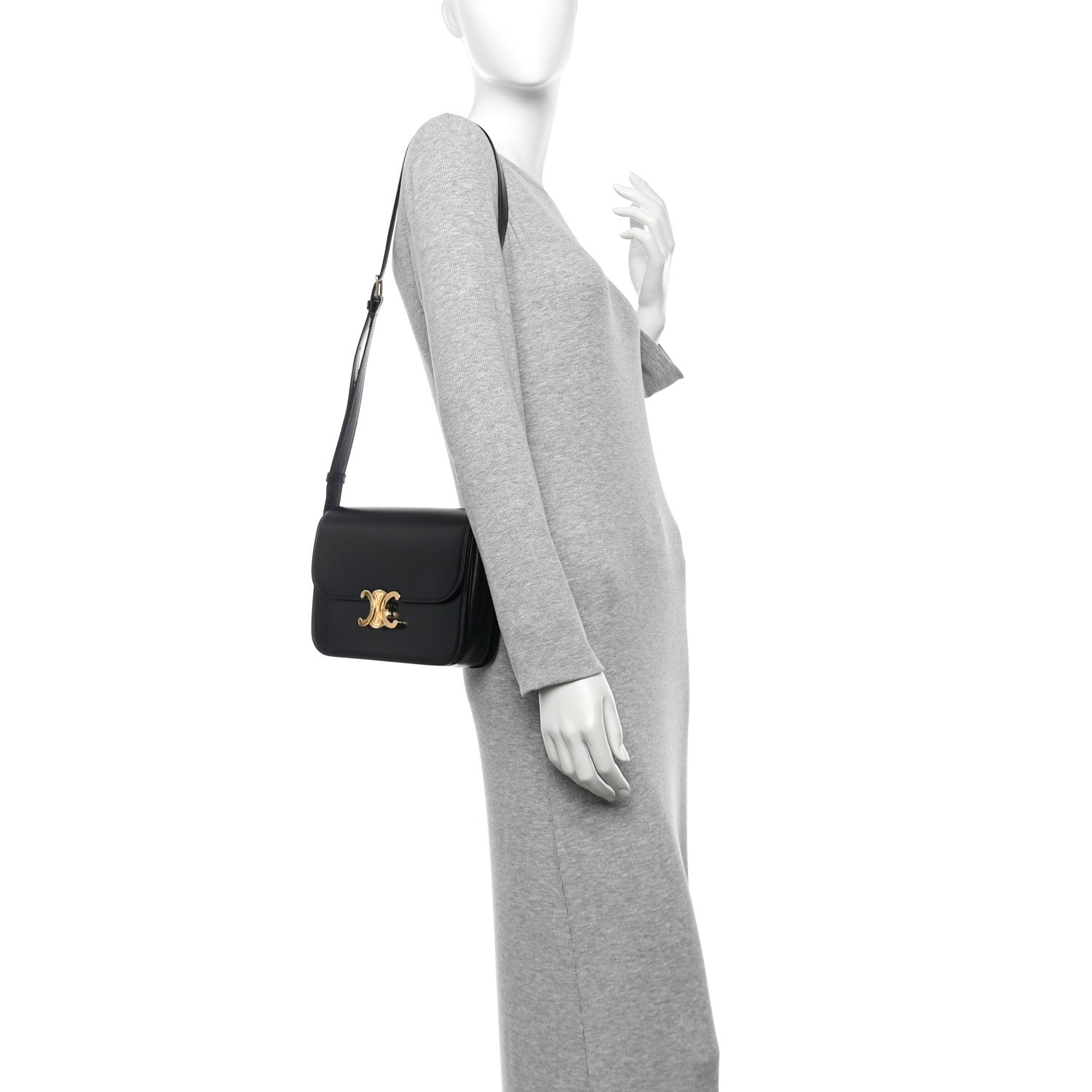 Celine Shiny Calfskin Medium Triomphe Black 2 of 11