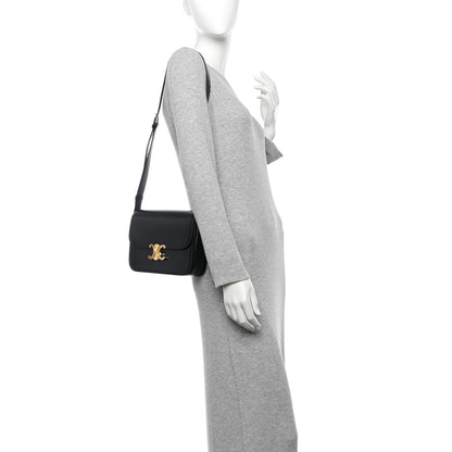 Celine Shiny Calfskin Medium Triomphe Black 2 of 11