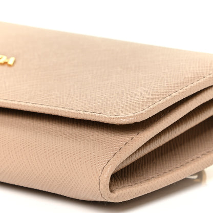 Prada Saffiano Metal Continental Flap Wallet Cammeo 10 of 11