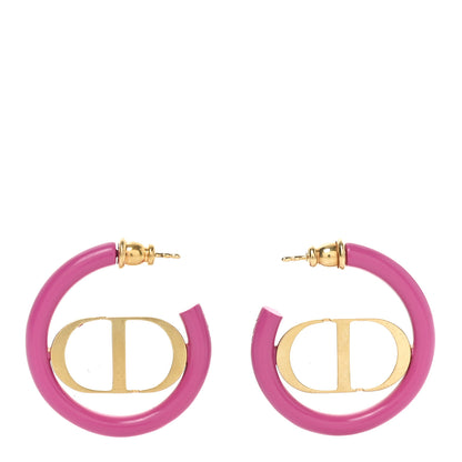 Christian Dior Metal Enamel 30 Montaigne Hoop Earrings Pink Gold 1 of 4