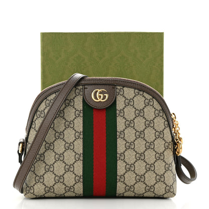 Gucci GG Supreme Monogram Textured Dollar Calfskin Web Small Ophidia Dome Shoulder Bag Beige Ebony New Acero 11 of 11